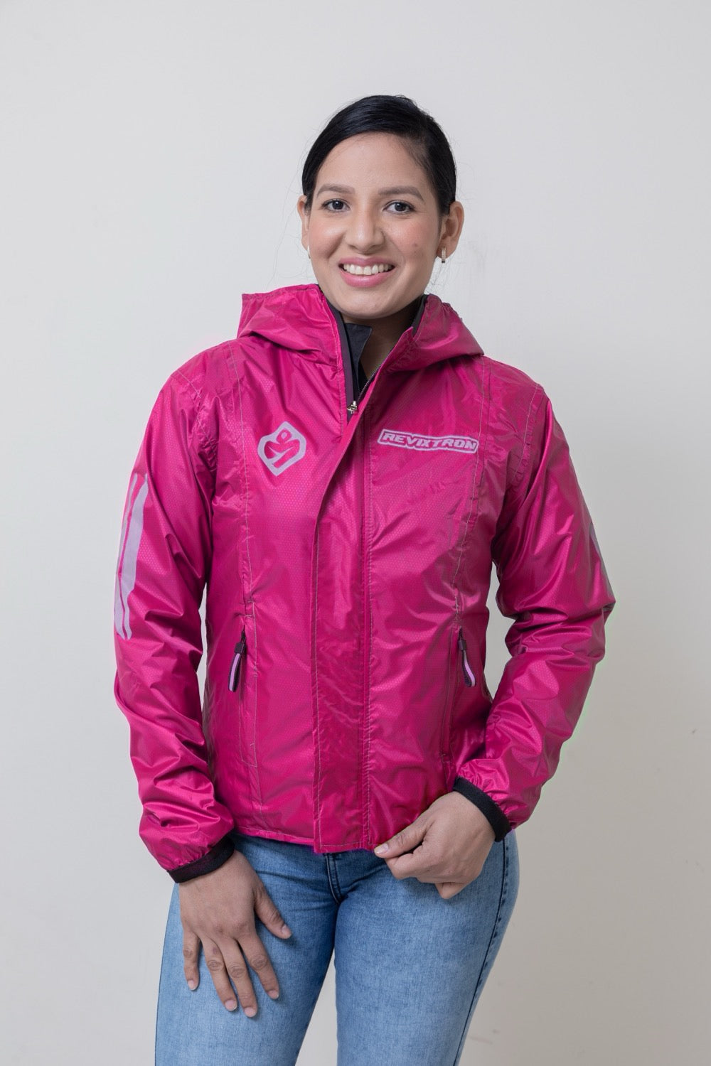Chaqueta doble faz impermeable fucsia