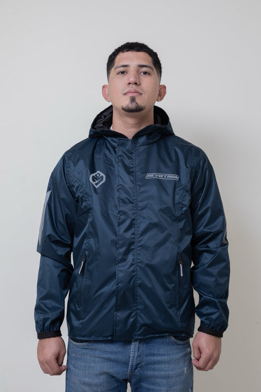Chaqueta doble faz impermeable azul y negra
