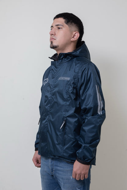 Chaqueta doble faz impermeable azul y negra