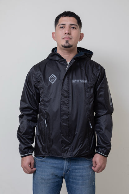 Chaqueta doble faz impermeable azul y negra