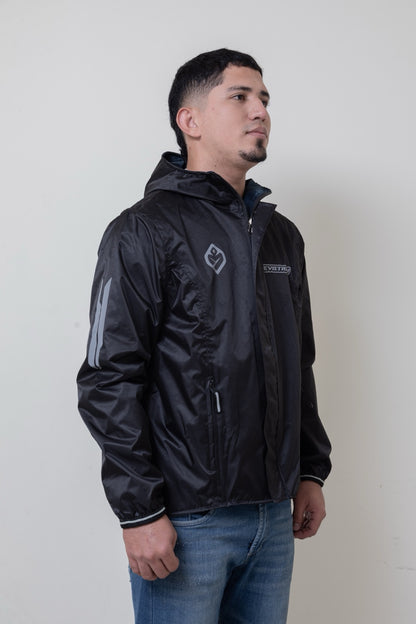 Chaqueta doble faz impermeable azul y negra