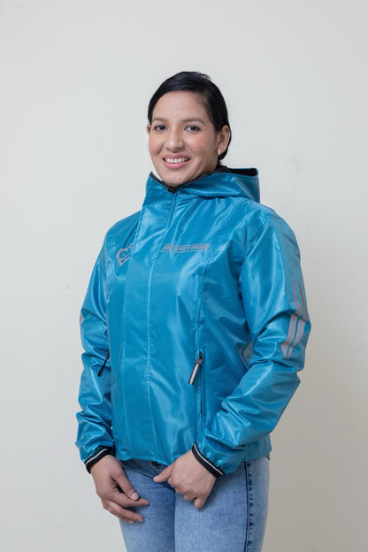 Chaqueta doble faz impermeable turquesa