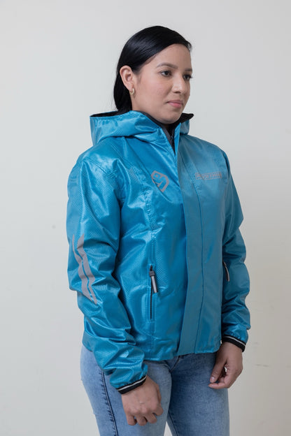 Chaqueta doble faz impermeable turquesa