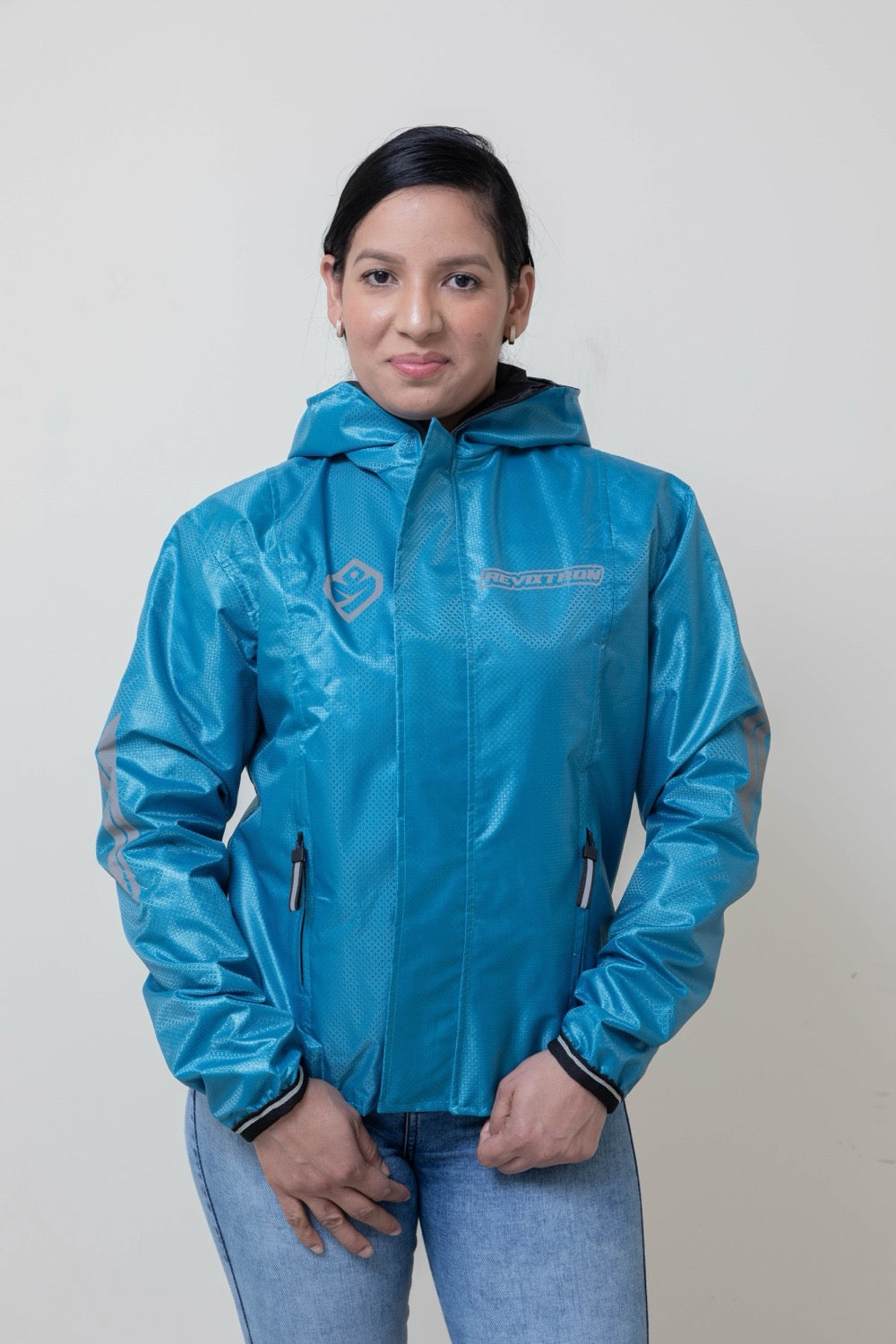 Chaqueta doble faz impermeable turquesa
