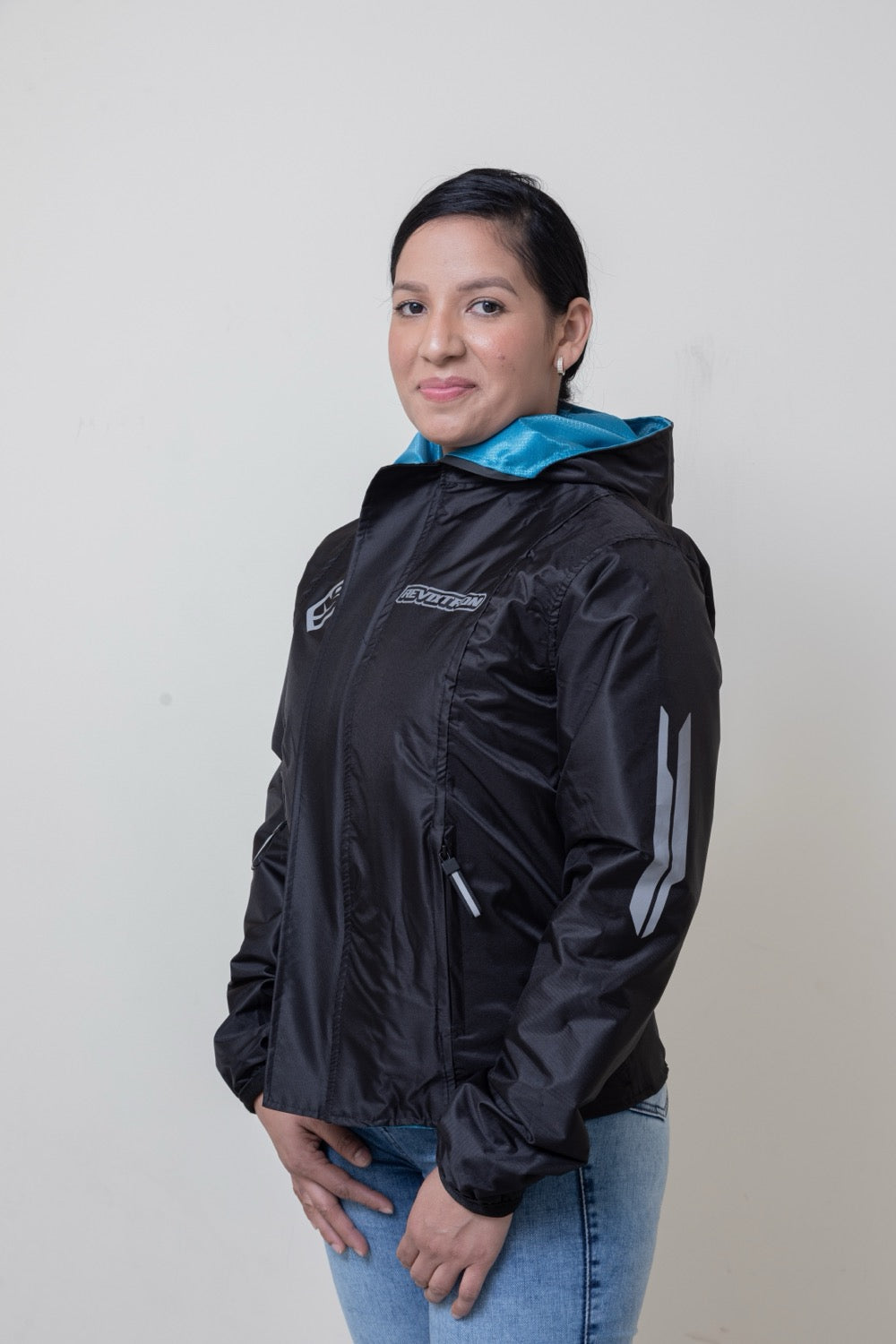 Chaqueta doble faz impermeable turquesa