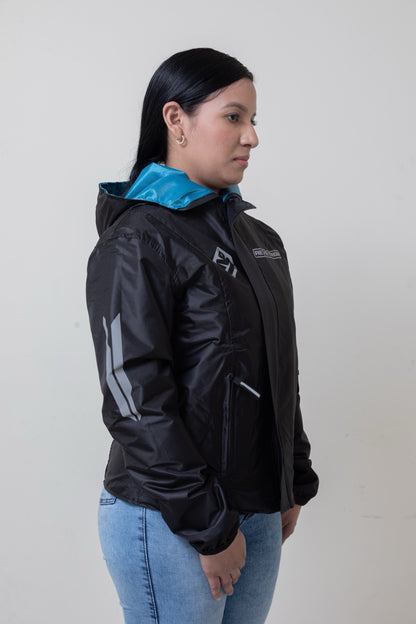 Chaqueta doble faz impermeable turquesa