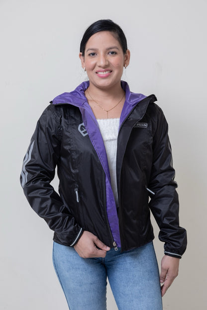 Chaqueta doble faz impermeable morada