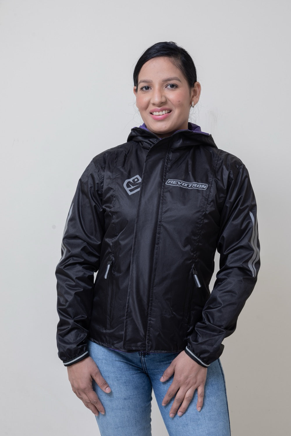 Chaqueta doble faz impermeable fucsia